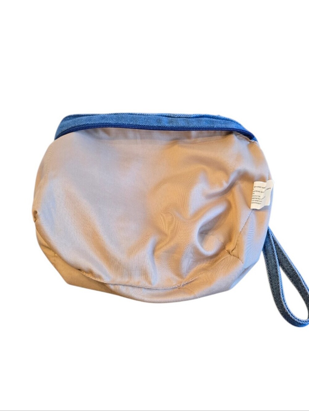 Denim Blue Patchwork Zip Closure Wristlet Pouch - Picture 10 of 11